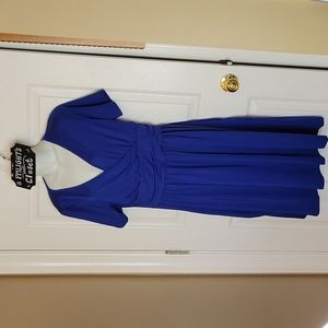 Camisa Royal Blue Dress Medium Short Sleeve Faux Wrap